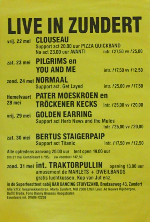 Golden Earring show poster May 29 1992 Zundert - Feesttent (Collection Edwin Knip)